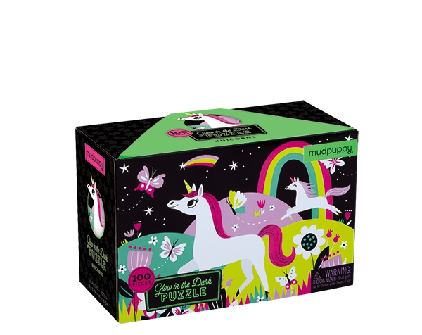 Glow in Dark Puzzle/Unicorns 100 pc de Mudpuppy