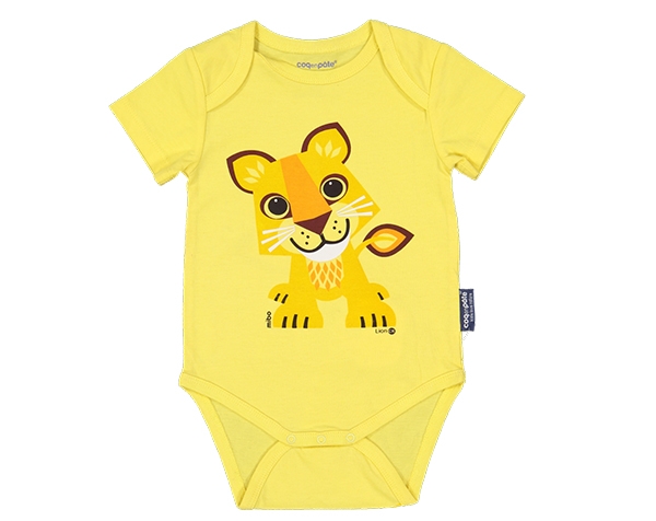 LC Lion Yellow Body short sleeves 3/6m de Coq en Pâte Permanente y Accesorios