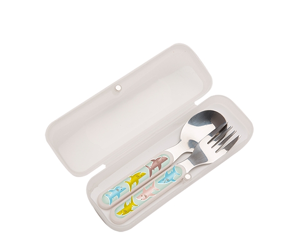 Smiley Shark Silverware Set (Fork + Spoon) de Sugarbooger