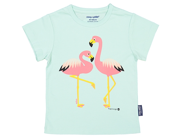 LIITA Pink Flamingo Light Blue T-Shirt 4 de Coq en Pâte Permanente y Accesorios