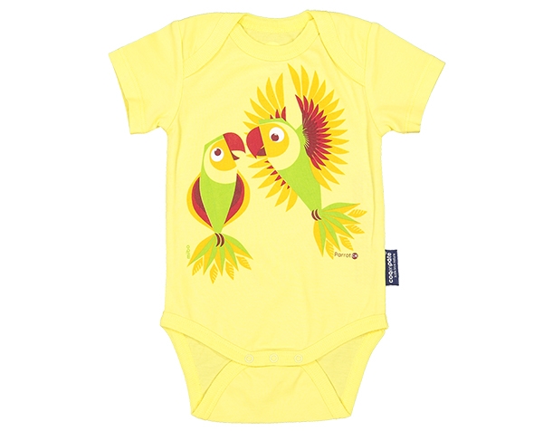 LIITA Parrot Yellow Body Short Sleeves 3/6m de Coq en Pâte Permanente y Accesorios