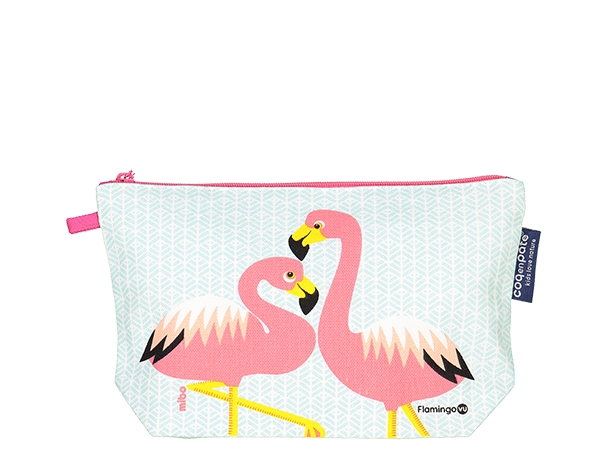 LIITA Pink Flamingo Light Blue Pencil Case de Coq en Pâte Permanente y Accesorios