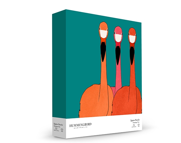 1000 pc Boxed Flamingo Trio de Hummingbird