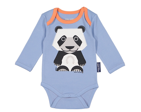 AW Panda Cornflower Birth Gift Set Body Suit Long Sleeves + Bib + Box 3/6m de Coq en Pâte Permanente y Accesorios