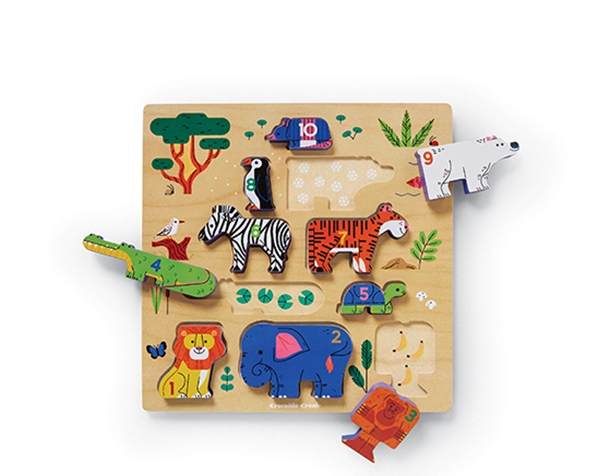 Stacking Wood Puzzle 123 Zoo 10 pc de Crocodile Creek