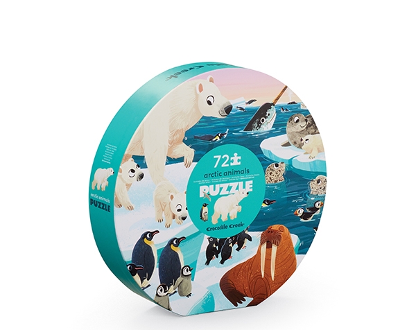 Puzzle Round Box Artic Animals 72 pc de Crocodile Creek