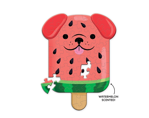 Scratch & Sniff Mini Puzzle Watermelon Pupsicle 48 pc de Mudpuppy