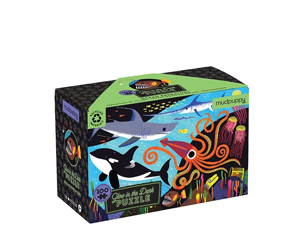 Glow in Dark Puzzle/Ocean Predators 100 pc de Mudpuppy