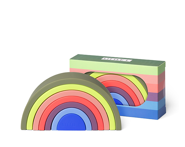 Stacking Small Rainbow Greens, Pinks and Blues de Little L Toys