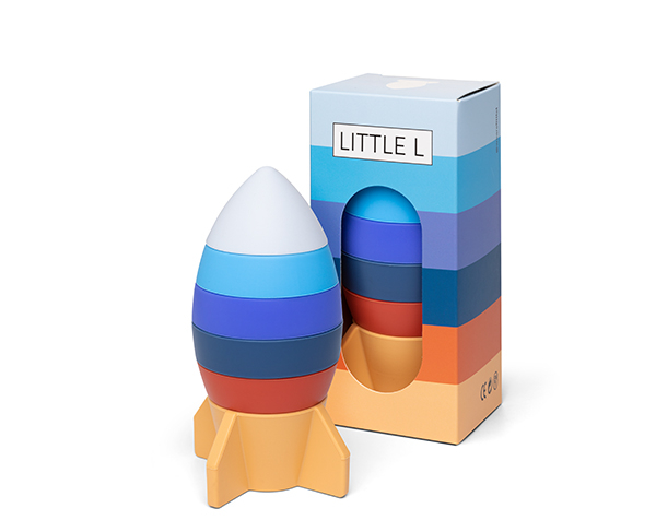 Stacking Spaceship Blues and Oranges de Little L Toys