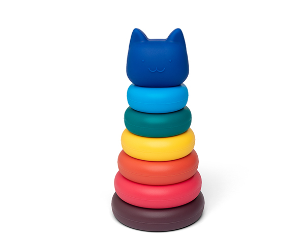 Stacking Cat Tower Bright Colors de Little L Toys