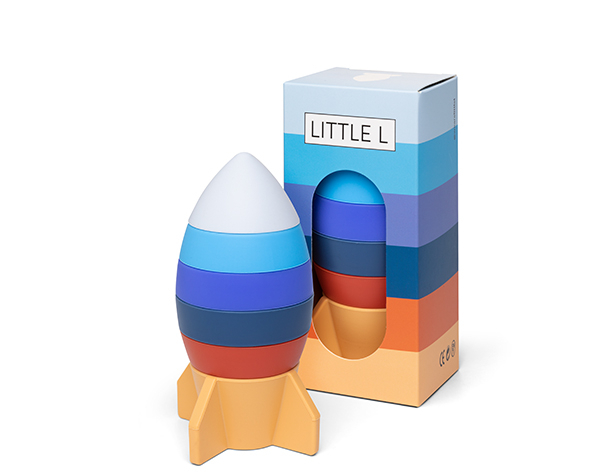 Stacking Spaceship Blues and Oranges de Little L Silicone Toys