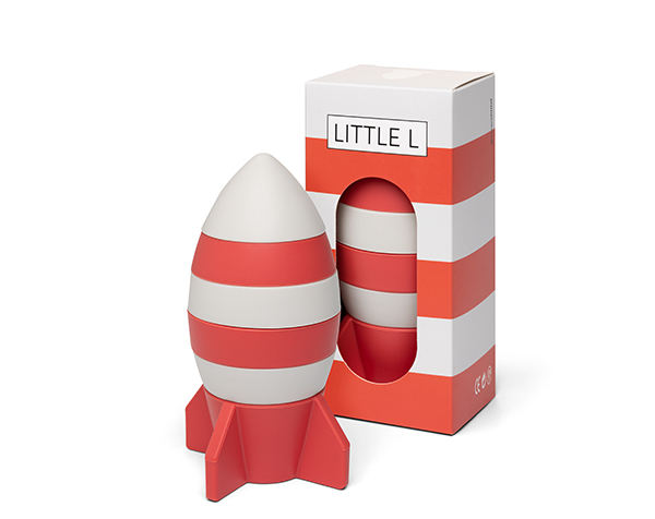 Stacking Spaceship Red and White de Little L Silicone Toys