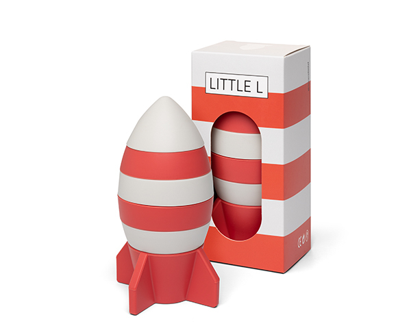 Stacking Spaceship Red and White de Little L  Silicone Toys