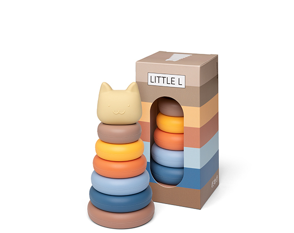 Stacking Cat Tower Beiges and Blues de Little L Silicone Toys
