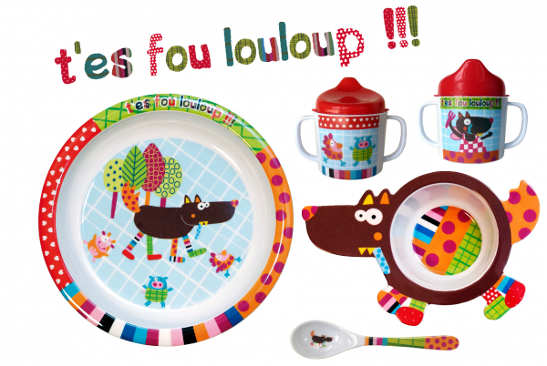 Coffret Louloup Assiette Bol Cuillère et Mug de Ebulobo