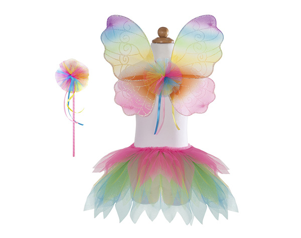 Neon Rainbow Skirt Wings/Wand Size 4-6 de Great Pretenders