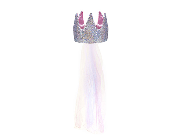 Sequins SIlver Princess Crown with vell de Great Pretenders