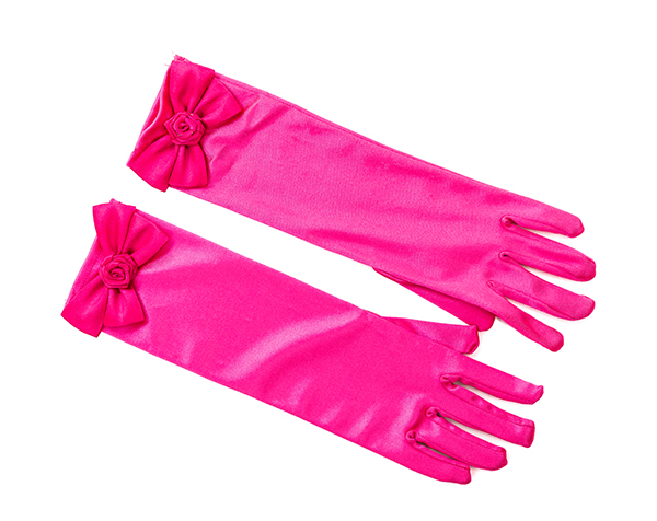 Princess Gloves/Bow Dk Pink de Great Pretenders