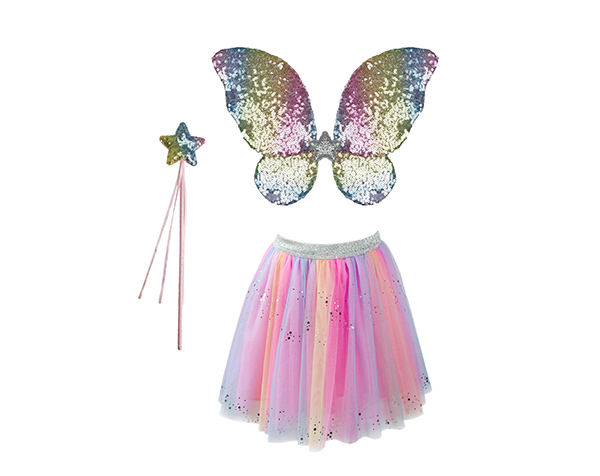 Rainbow Sequins Skirt Wings and Wand Size 4-6 de GP Disfraces