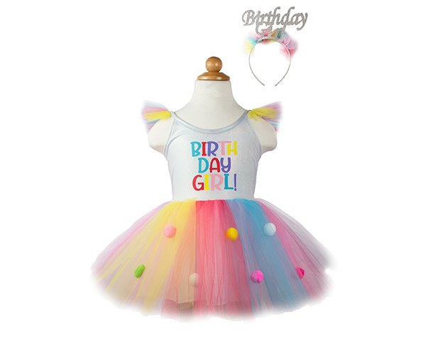 Birthday Girl Dress and Headband Multi Size 3-4 de GP Disfraces