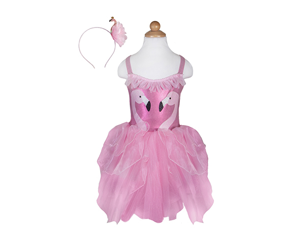 Fancy Flamingo Dress w/Headband Size 5-6 de Great Pretenders