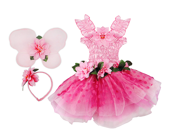 Fairy Blooms w/Wings & HB Dk.Pk. Size 3-4 de GP Disfraces