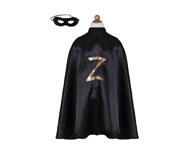 Zorro Cape w/Mask Black Size 5-6 de Great Pretenders