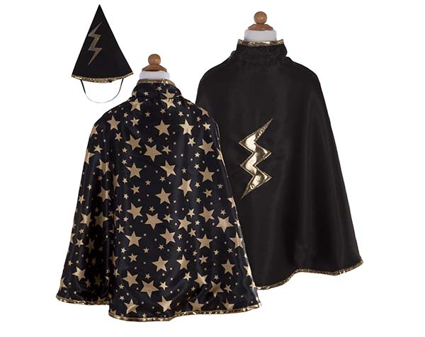 Rev. Wizard Cape & Hat Blk Size 4-6 de GP Capas