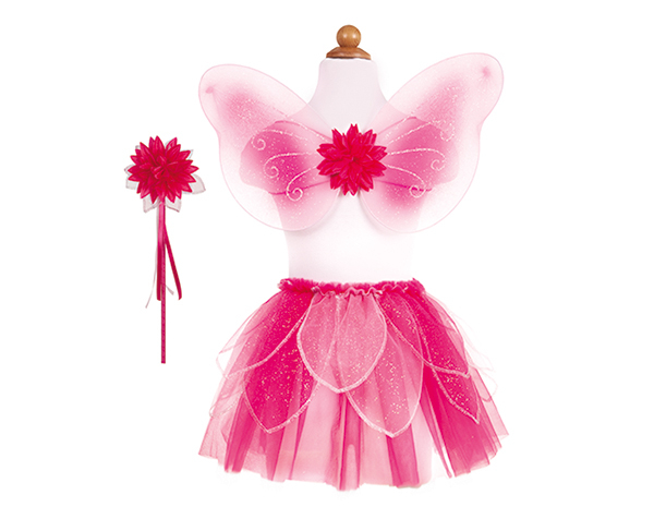 Glitter skirt/wings and wand set fucshia Size 4-7 de GP Disfraces