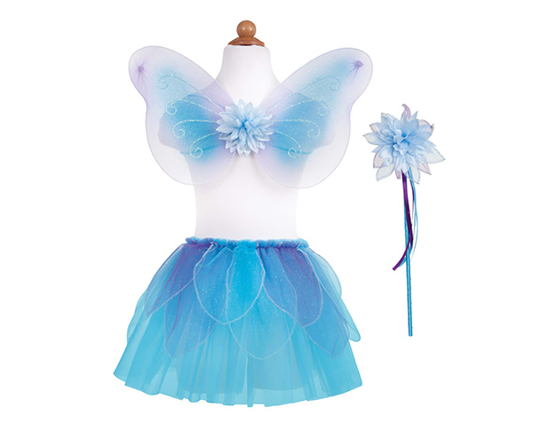 Glitter skirt/wings and wand set blue Size 4-7 de GP Disfraces