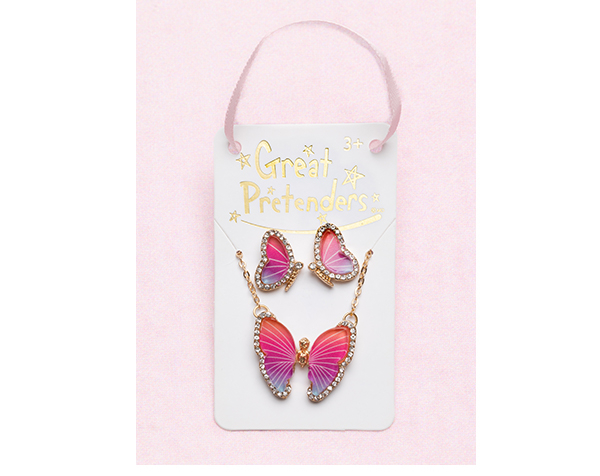 Boutique Butterfly Necklace & Studded Earring Set de GP Boutique Jowelry