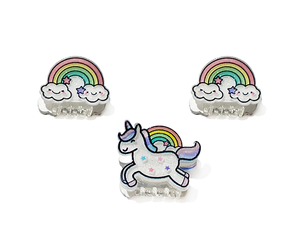 Unicorn Rainbow Mini Hairclips, 3pc de GP Classic Jowelry