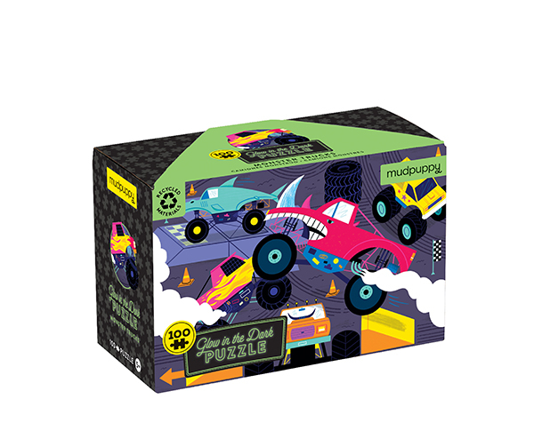 Glow in Dark Puzzle Monster Trucks 100 pc de Mudpuppy