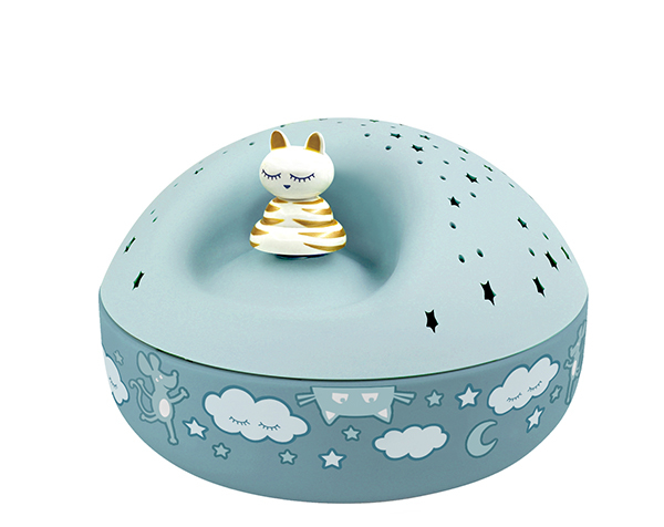 Veilleuse - Projecteur d'Etoiles Musical Chat 12 Cm - piles incluses de Trousselier