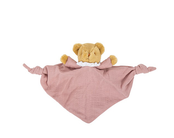 Ours Triangle Doudou avec Hochet 20Cm - Coton Bio Vieux Rose de Trousselier