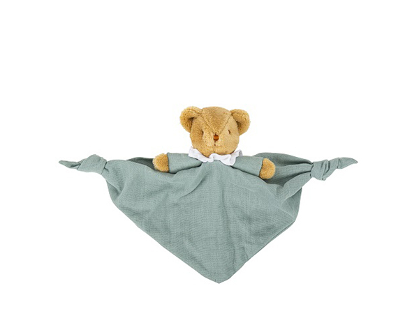 Ours Triangle Doudou avec Hochet 20Cm - Coton Bio Celadon de Trousselier