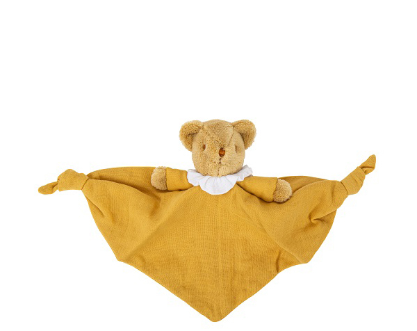 Ours Triangle Doudou avec Hochet 20Cm - Coton Bio Curry de Trousselier