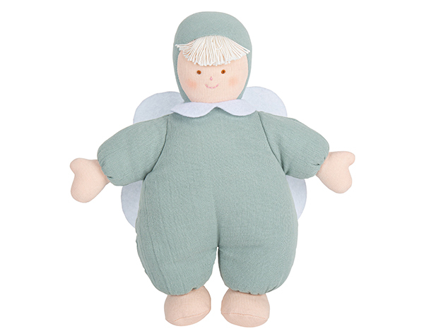 Ange Doudou avec Hochet 20Cm - Coton Bio Celadon de Trousselier