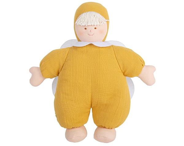 Ange Doudou avec Hochet 20Cm - Coton Bio Curry de Trousselier