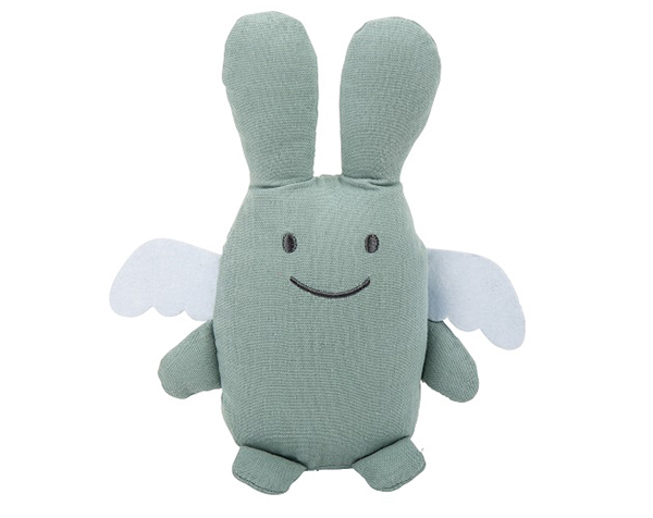 Ange Lapin Doudou avec Hochet 20cm - Coton Bio Celadon  de Trousselier