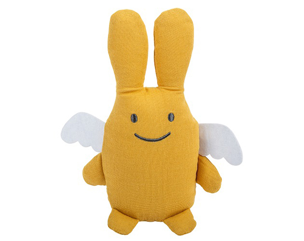 Ange Lapin Doudou avec Hochet 20cm - Coton Bio Curry  de Trousselier