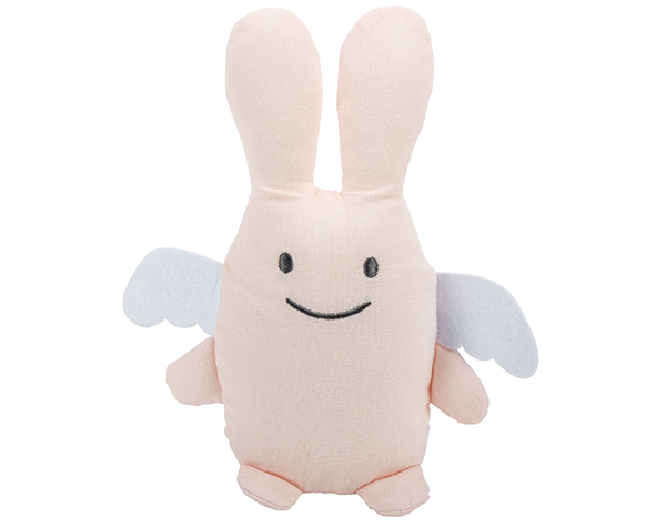 Ange Lapin Doudou  avec Hochet 20cm- Coton Bio Rose Poudré  de Trousselier