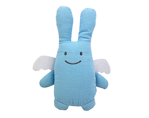 Ange Lapin Doudou avec Hochet 20Cm - Coton Bio Bleu Ciel de Trousselier