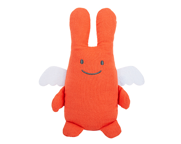 Ange Lapin Doudou avec Hochet 20Cm - Coton Bio Corail de Trousselier