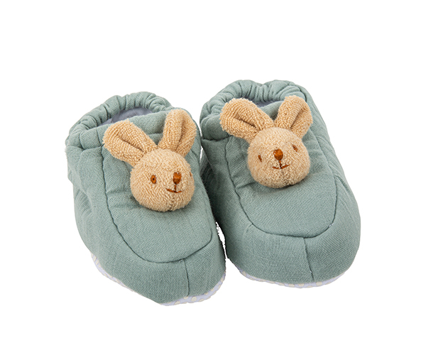 Chaussons Lapin 0-2 ans - Coton Bio Celadon de Trousselier