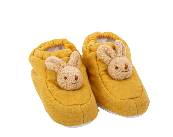 Chaussons Lapin 0-2 ans - Coton Bio Curry de Trousselier