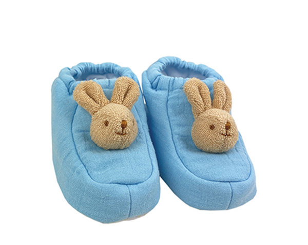 Chaussons Lapin 0-2 ans - Coton Bio Bleu Ciel de Trousselier