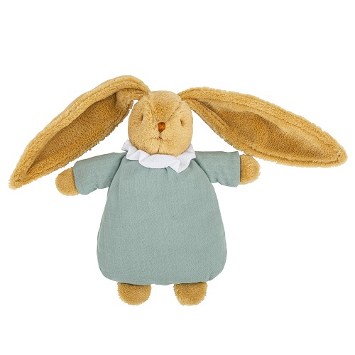 Lapin Nid d'Ange Doudou avec Hochet 20Cm - Coton Bio Celadon de Trousselier