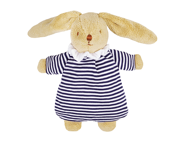 Lapin Nid d'Ange Doudou Hochet - Marinière 20Cm de Trousselier